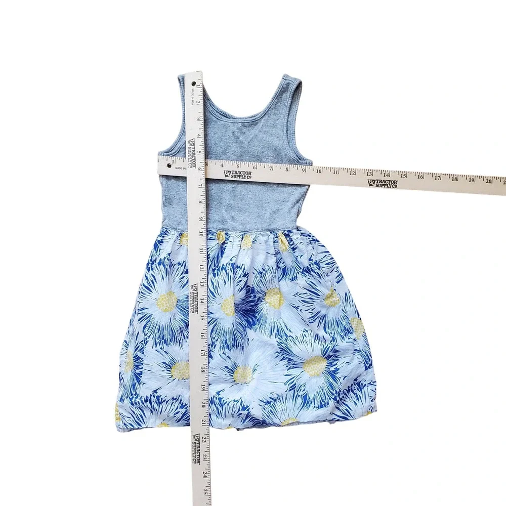 Gap Kids Tank Dress Floral Print Sleeveless Casual‎ Comfy Gray Blue Size S (6-7)